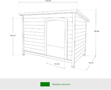 Дерев'яна будка для собак Gardiun Lupy з водонепроникним дахом, 116x76x82 см