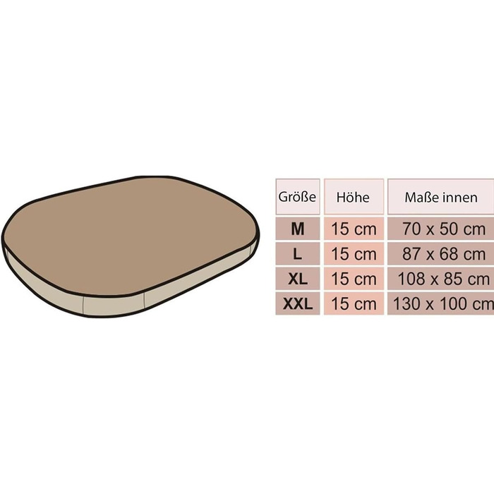 Овальне лежанка для собак, підстилка для собак різних розмірів - міцне, водонепроникне лежанка, м'яке лежанка з піною, підходить для вулиці та прання - 70x50x15 см (M, бежевий з лапами)