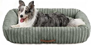 М'який лежак для собак, ортопедичний, великі породи, з підголовником, знімний, для собак XL, сірий (109x76x20 см)