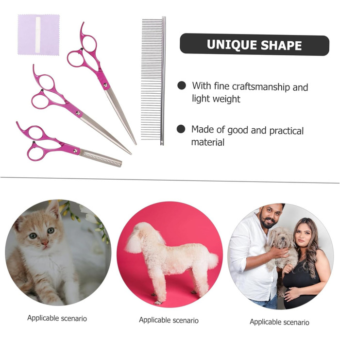 Набір професійних ножиць для грумінгу собак BESPORTBLE з гребінцем: міцні, нержавіючі, для стрижки шерсті