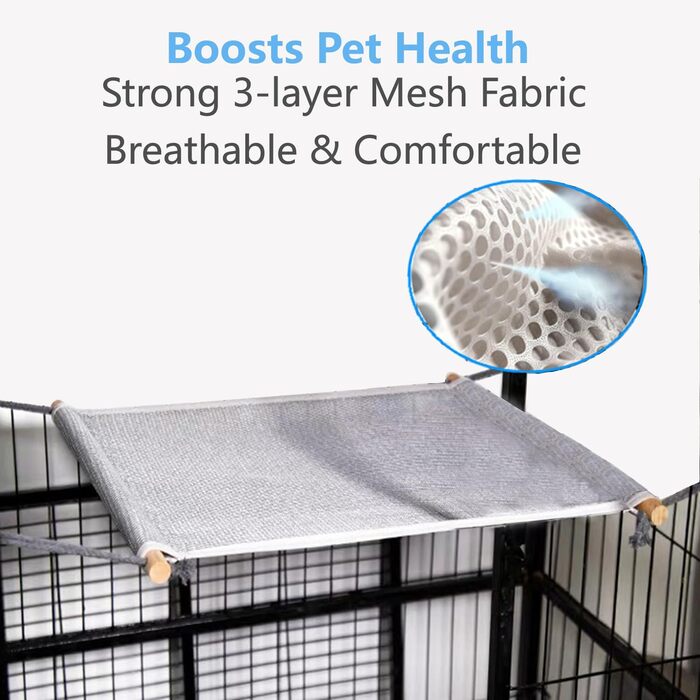 Підвісна лежанка для котів 58,4 x 39,4 см - м'яка, дихаюча, з дерев'яною підтримкою, для більшості порід