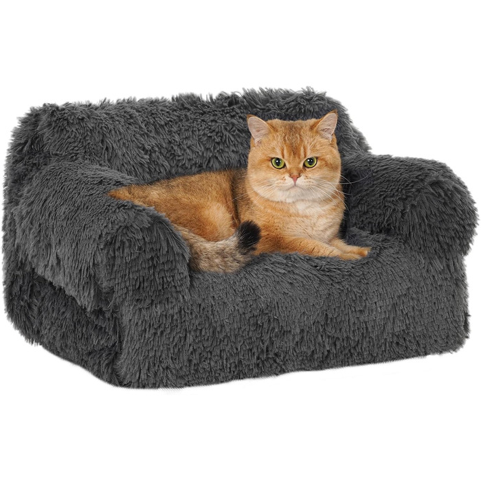 М'яке ліжко для котів Avont Flauschig, знімний та пральний чохол, диванчик для котів та маленьких собак - сірий