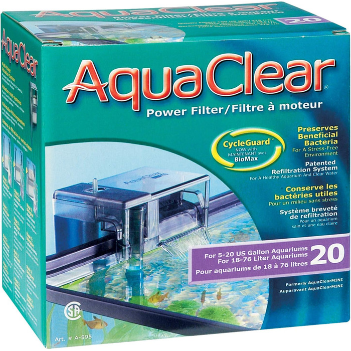 Зовнішній фільтр AquaClear 20 для акваріумів 18–76 л, 6 Вт, навісний, енергоефективний