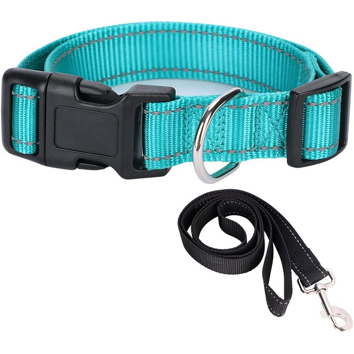 Нашийник для собак з нейлону з персоналізованою вишивкою, світловідбиваючий набір, блакитний колір, з гравіюванням на замовлення, для великих, середніх та маленьких собак