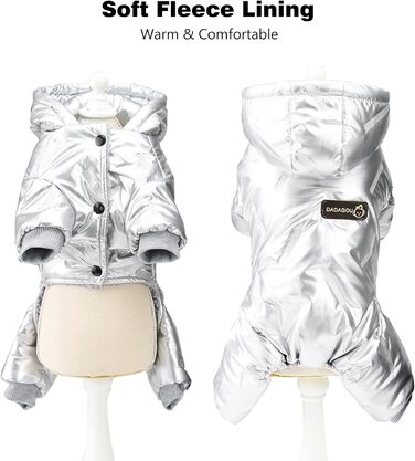 Водонепроникний теплий одяг для собак PETCUTE: куртка з капюшоном для малих, середніх та великих собак, срібно-білий, 2XL