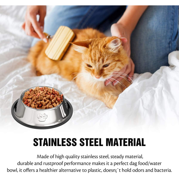 Набір мисок для котів з нержавіючої сталі (3 шт.) - миски для їжі та води для котів та маленьких собак