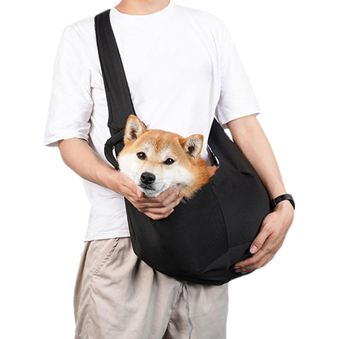 Сумка для собак – переноска через плече для маленьких собак, чорна | для подорожей та прогулянок