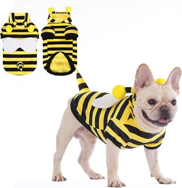 Костюм для собак Kooltail, Бджола, Теплий пуловер з капюшоном, Костюм для домашніх тварин, Cosplay, Тепла куртка з отвором для повідка, Жовта бджола, Розмір Medium