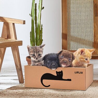 Котячий когтетоп LIFLIX з коробкою, 7 шт. когтешмат з картону, міцні котячі меблі, 42×32×15 см, великий (5 шт. когтешматів з коробкою)