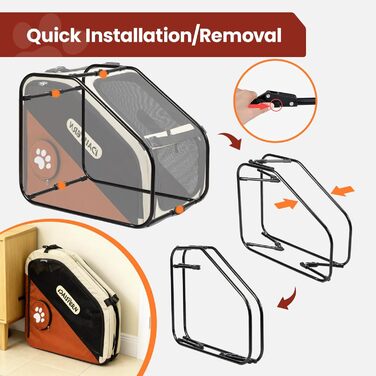 Складана переноска для собак у машину та в подорожі, Softbox для маленьких та середніх собак, швидке складання за 1 хвилину, міцний металевий каркас, дихаючі сітчасті вікна та зручний доступ, коричнева