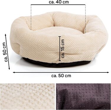 Квіткове ліжко для котів Wallace & Jones Cloey, бежеве, S, 50x50x15 см | Зручне, стильне, з антиковзанням