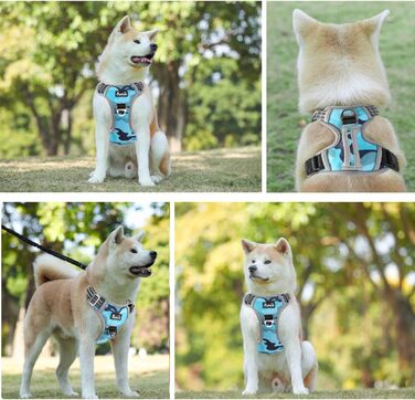 Нашийник для собак великих порід, шлейка з двома карабінами та зручною ручкою, регульована та світловідбиваюча, для щоденних тренувань (L), камуфляжний колір