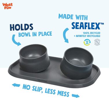 Еко-підставка для мисок Seaflex Doggie для собак і котів, проти розсипання їжі, з високими бортиками, колір морський туман