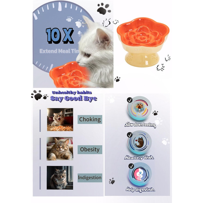 Миска для повільного годування домашніх тварин, керамічна, нахилена, для котів та маленьких собак, запобігає блювоті та удушенню (Рожева), (Оранжева/Захід сонця у вигляді зигзага)