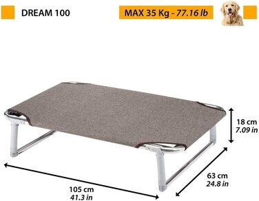 Ліжко для собак Ferplast Dream 80 - зручне ліжко з міцного алюмінію, 84 x 54 x 18 см, Taupe