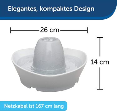 Керамічний фонтан PetSafe Streamside для котів і малих собак, безшумний, 1,8 л