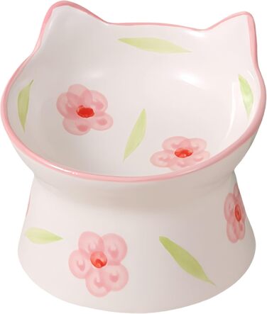 Керамічний годівниця для котів, піднята миска з підставкою, нахилена на 15°, захист шиї, запобігання зворотної течії, для собак та котів (чорний/білий/рожевий/зелений)