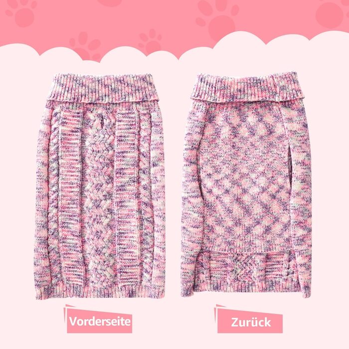 Пуловер для собак SlowTon, рожевий, для дрібних та середніх порід, з отвором для повідка, теплий в'язаний пуловер