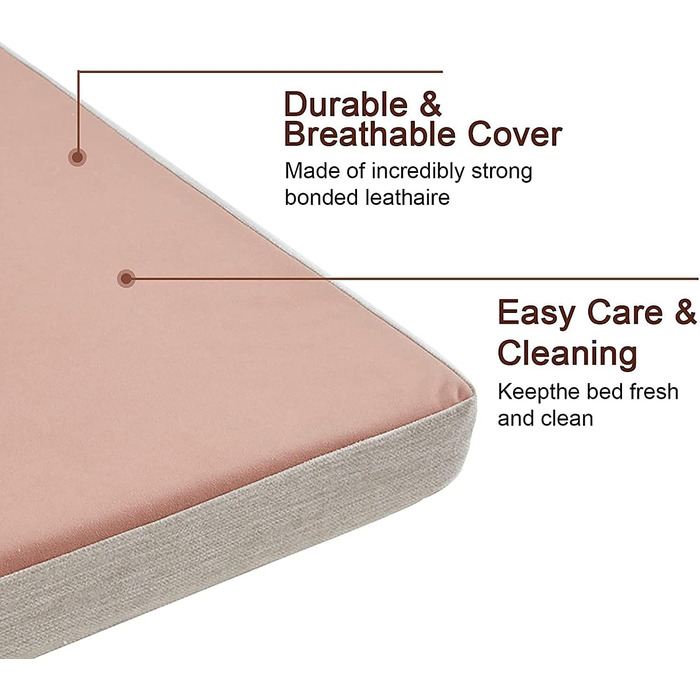 Ортопедичне лежанка для собак з гелевим шаром, водонепроникна, для великих та малих собак, знімний чохол, XL рожева