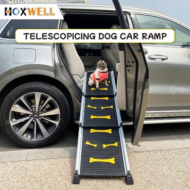 Рампа для собак, складна телескопічна, сіра, 28''x62'' - для великих, середніх та маленьких собак, антиковзка, для авто та SUV