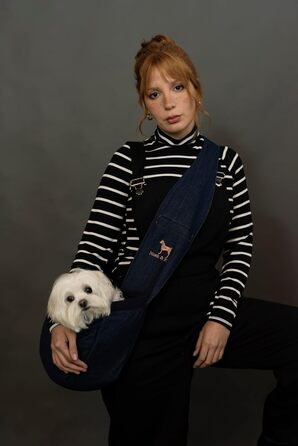 Трансформер для собак Noah & Paw до 5 кг: сумка-переноска з регульованим ременем та м'яким хутром, 3 системи безпеки, преміум денім