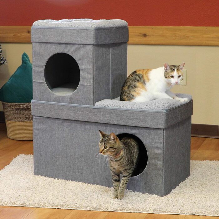 Великий багатофункціональний котячий будинок Kitty City: куб, кондо, пуф, складане ліжко