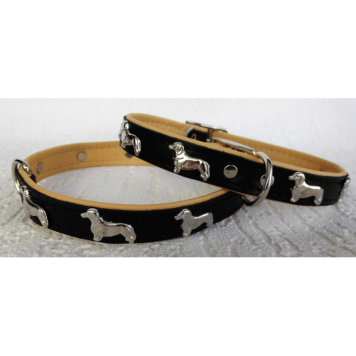 Льорочок для собак DACKEL, шкіряний, обхват шиї 28-32см, 30-36см, 36-41см, Чорний - Бежевий, НОВИЙ