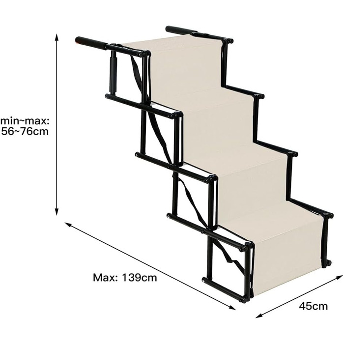 Сходинки для собак - 4 сходинки, портативна рамка для собак у машину, диван або ліжко, антиковзаюча, вантажопідйомність до 75 кг (Бежевий)