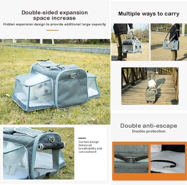 Розширювана переноска для домашніх тварин, переноска для котів/собак, переноска для подорожей знімними колесами, складана переноска для собак та котів середніх та маленьких порід (колір: Стиль C)