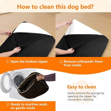 Ортопедичне ліжко для собак, матрац для собак з двошаровим дизайном, миється, знімний кошик для собак, 105 см для середніх собак, коричневий L 105 x B 69 x H 12 см Коричневий