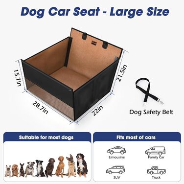 Автокрісло для собак FURTIME, велике, з жорстким дном, водонепроникне, для великих собак, підходить для SUV та позашляховиків