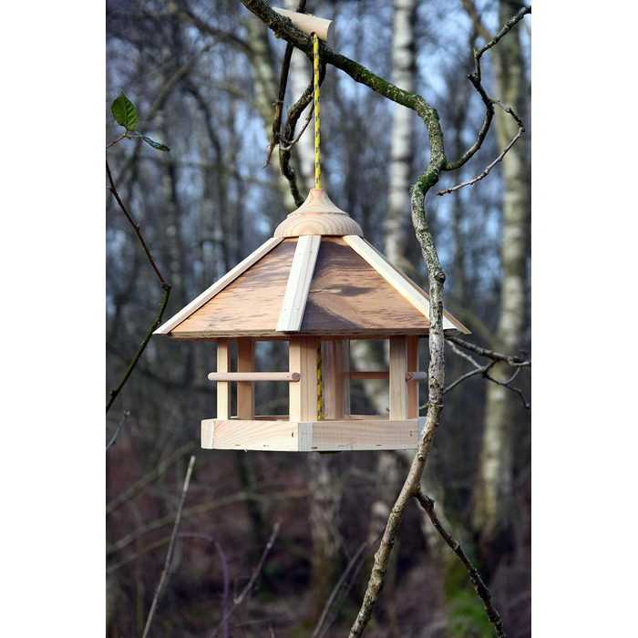 Дім для птахів Dobar® 21391e з годівницею, камуфляж, 35x35x29 см, натуральне дерево, обпалене
