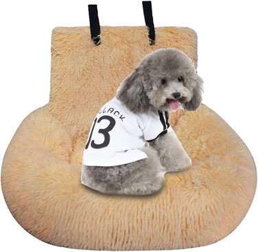 Автокрісло для собак, переноска для собак на заднє сидіння - знімне ліжко для собак з м'якого пуху. Автокрісло для собак Püsch, миється, з ременями безпеки, підходить для авто/мінівенів/SUV/пікапів (Абрикосовий, M)