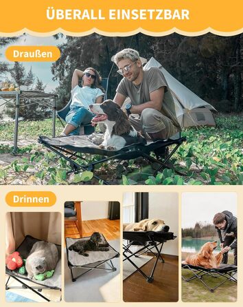 Ліжко для собак KingCamp підняте, вуличне, чорне 57x57x23 см - дихаюча сітка, антиковзні ніжки
