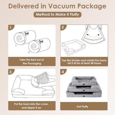 Ортопедичне ліжко для собак великих порід EHEYCIGA, 112x81 см, кошик для собак XL з Memory Foam, водовідштовхувальне, неслизьке, з високим бортиком, сірого кольору (112 x 81 x 18 см)