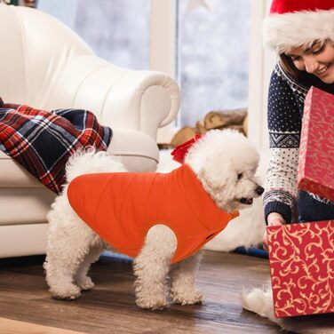 Зимовий теплий одяг для собак ASENKU: водонепроникна куртка з флісовою підкладкою для малих, середніх та великих собак (Помаранчевий, L)
