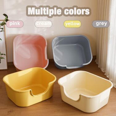 Відкритий лоток для котів Pawsayes з високими бортиками та низьким порогом, захист від розбризкування наповнювача, сірий колір