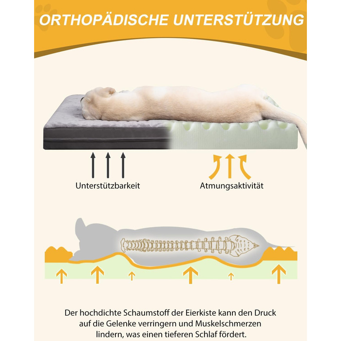 Ортопедичне ліжко для собак Favodormir, велике та середнє, 91x69x7 см (Сірий)