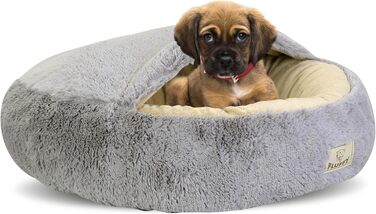 Кругле ліжко для собак та котів Zotteliges з балдахіном, сірого кольору, діаметр 70 см