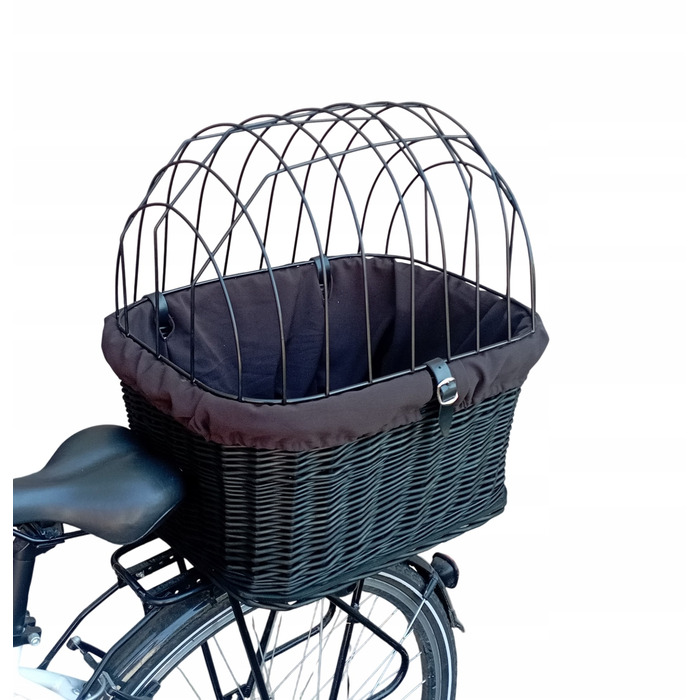 Великий плетений кошик для велосипеда, чорний, розмір XL