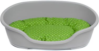 Корзина для собак Adena, 92 x 61 см, антрацит + подушка з принтами, зелена (71 x 48 x 22 см, дизайн 20)