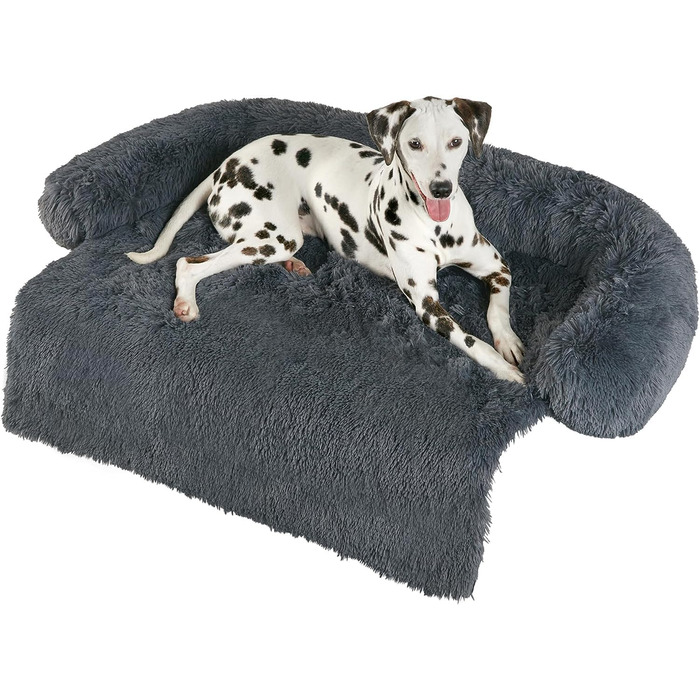 М'яке ліжко для собак з плюшу, антиковзаюче, знімний та миючий наповнювач, для маленьких та середніх собак, 60 x 55 x 10 см, темно-сірий