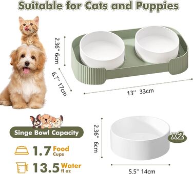 Керамічні годівниці для котів та собак, піднята платформа, набір мисок для їжі та води, антивикидування, годівниця для домашніх тварин