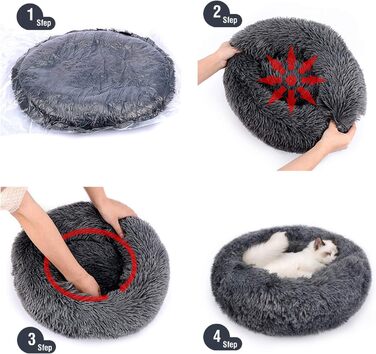 М'яке ліжко для собак та котів PETCUTE: кругле, плюшеве, миється, кольорове, лілового кольору