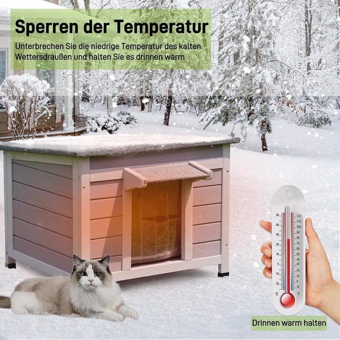 Будинок для котів на вулицю Aivituvin з підігрівом та ізольованою підкладкою, вологостійкий загін для кроликів та котів