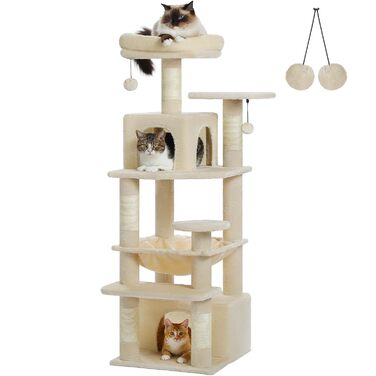 PAWZ Road Драбина для котів велика, 184 см, 7 стовпчиків, велика платформа, кошики, для дому