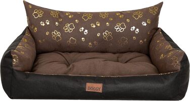 Ліжко для собак DOGGY - корзина для собак маленьких, середніх та великих порід - лежанка для тварин - собаче диван-матрац - ліжко для домашніх тварин - XXXL 132x106 см - коричневий колір з лапами