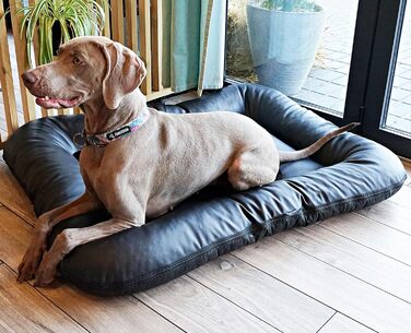 4L Textil Ella - Лежанка для собак великих порід, штучна шкіра, водостійка, 110x90 см, чорна