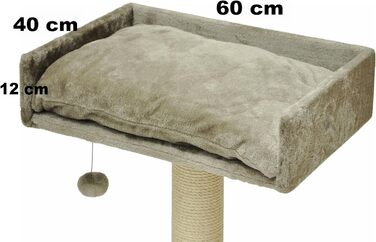 Лежак для котів nanook Sigurd з подушкою та іграшкою, 60x40 см, оглядова платформа для кігтеточки