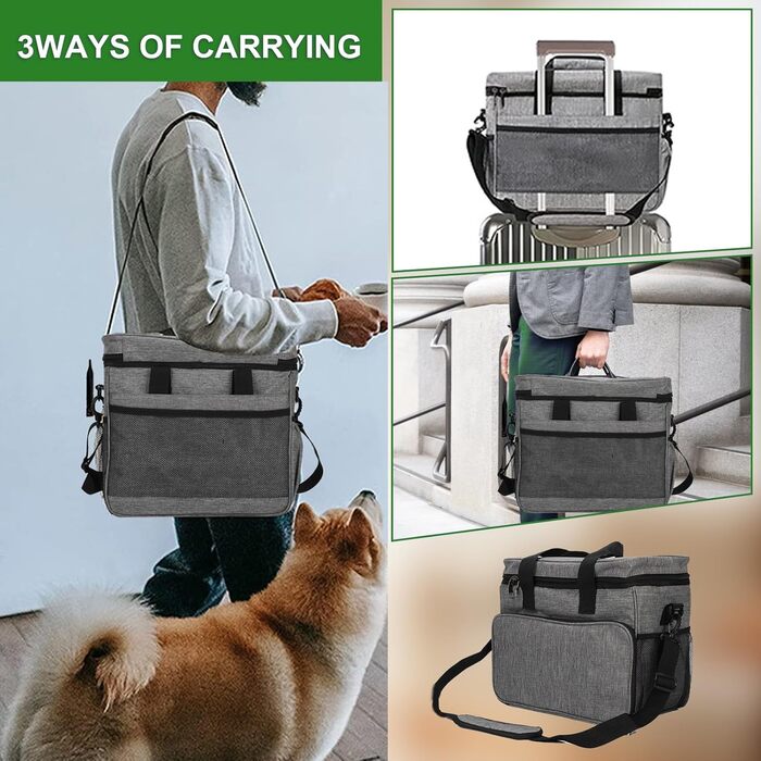 Транспортна сумка для собак та котів на 2 собак, для подорожей, з місткими кишенями та складаними мисками
